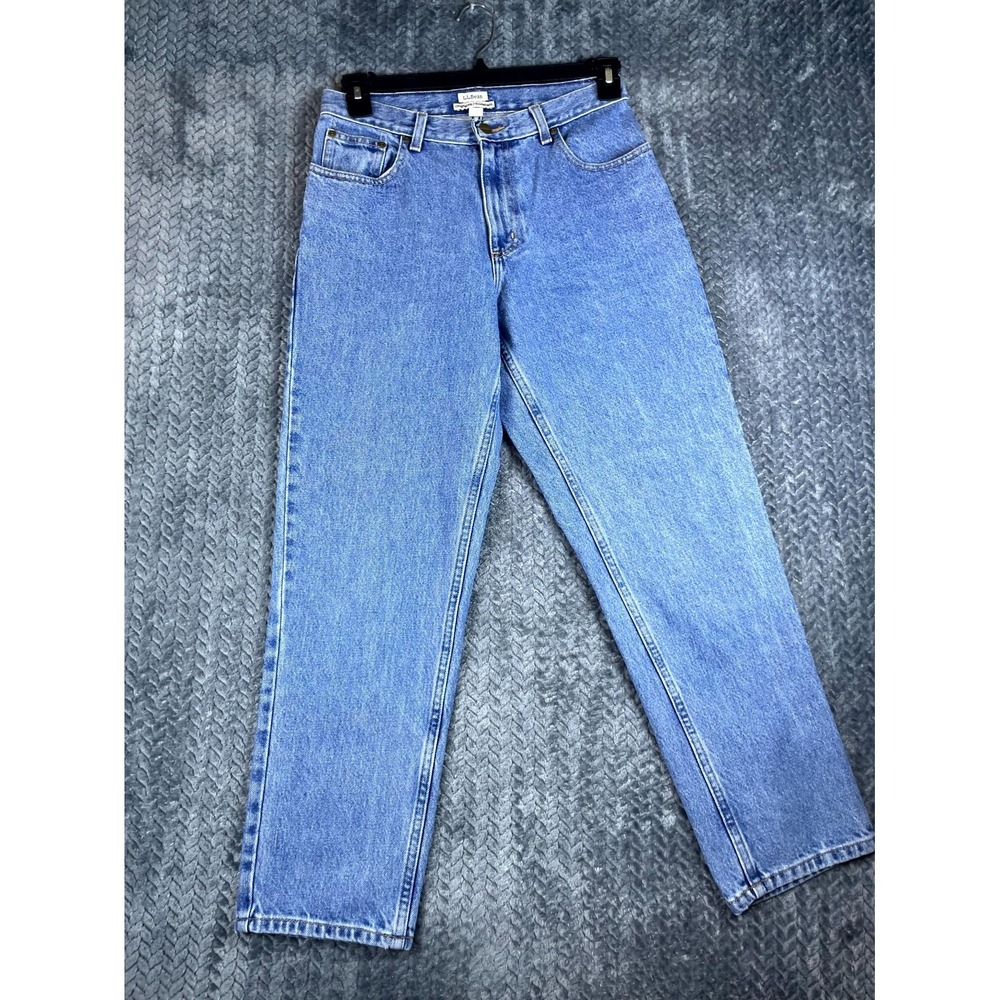 L.L. Bean Jeans Womens Petite 8 Blue Denim Original Fit Straight Leg High Rise